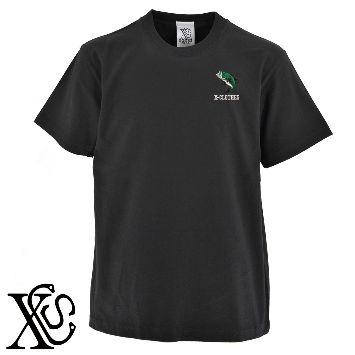 ブラックバス2柄 刺繍 5.6oz 綿100% 半袖 Tシャツ メンズ レディース カットソー 大きいサイズあり【X-CLOTHES】オリジナル グッズ 刺繍 ワンポイント 雑貨【b 黒 紺 ブルー 赤 ワイン】【g 白 灰】 【6動物鳥魚-釣り魚】