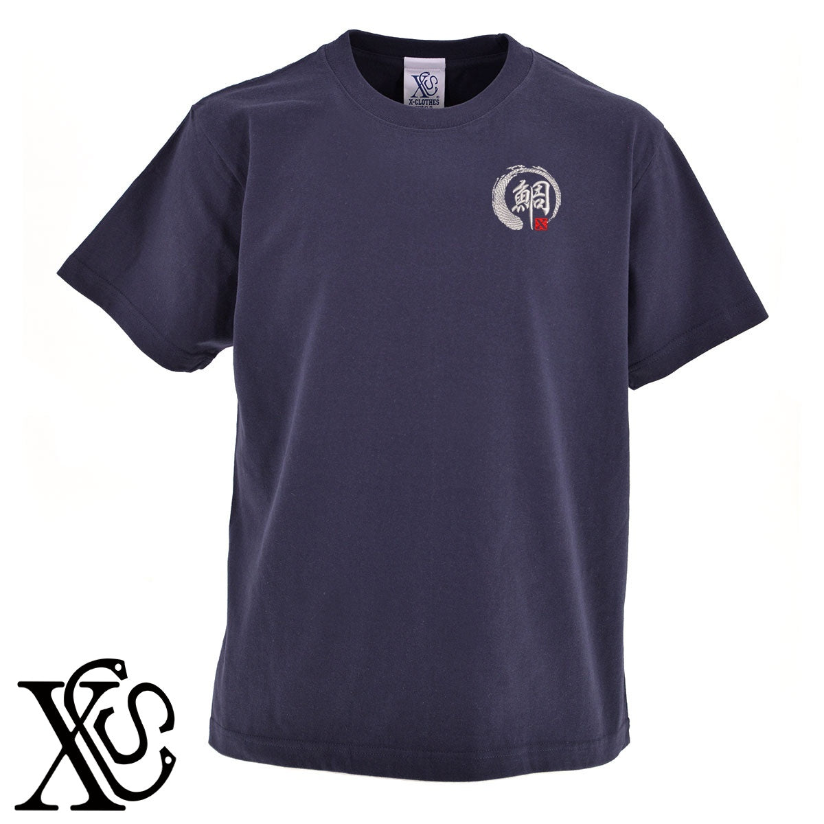 鯛3柄 刺繍 5.6oz 綿100% 半袖 Tシャツ メンズ レディース カットソー 大きいサイズあり【X-CLOTHES】オリジナル グッズ 刺繍 ワンポイント 雑貨【b 黒 紺 ブルー 赤 ワイン】【g 白 灰】 【6動物鳥魚-釣り魚】