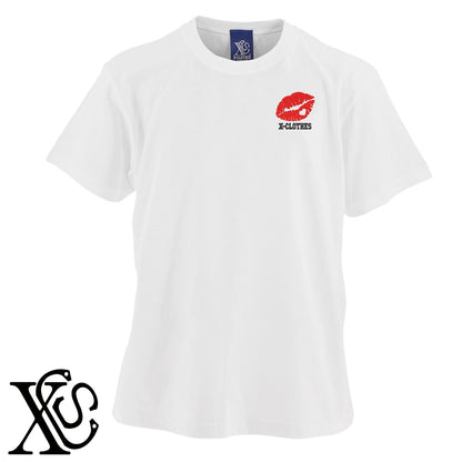 ハート5柄 刺繍 5.6oz 綿100% 半袖 Tシャツ メンズ レディース カットソー 大きいサイズあり【X-CLOTHES】オリジナル グッズ 刺繍 ワンポイント 雑貨【b 黒 紺 ブルー 赤 ワイン】【g 白 灰】 【7家紋お祝-ロゴ】