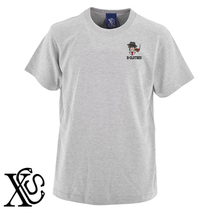 ボス犬3柄 刺繍 5.6oz 綿100% 半袖 Tシャツ メンズ レディース カットソー 大きいサイズあり【X-CLOTHES】オリジナル グッズ 刺繍 ワンポイント 雑貨【b 黒 紺 ブルー 赤 ワイン】【g 白 灰】 【7家紋お祝-ロゴ】
