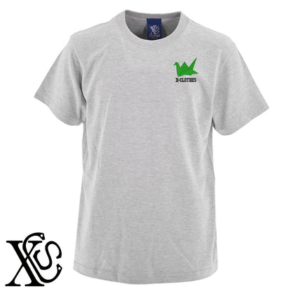 折紙2柄 刺繍 5.6oz 綿100% 半袖 Tシャツ メンズ レディース カットソー 大きいサイズあり【X-CLOTHES】オリジナル グッズ 刺繍 ワンポイント 雑貨【b 黒 紺 ブルー 赤 ワイン】【g 白 灰】 【7家紋お祝-ロゴ】