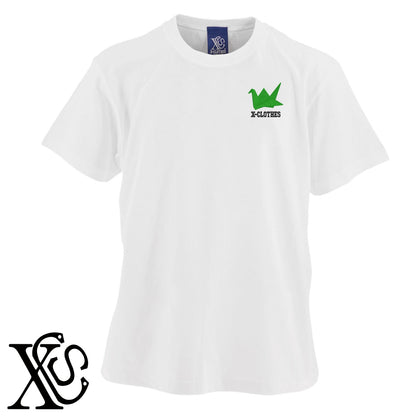 折紙2柄 刺繍 5.6oz 綿100% 半袖 Tシャツ メンズ レディース カットソー 大きいサイズあり【X-CLOTHES】オリジナル グッズ 刺繍 ワンポイント 雑貨【b 黒 紺 ブルー 赤 ワイン】【g 白 灰】 【7家紋お祝-ロゴ】