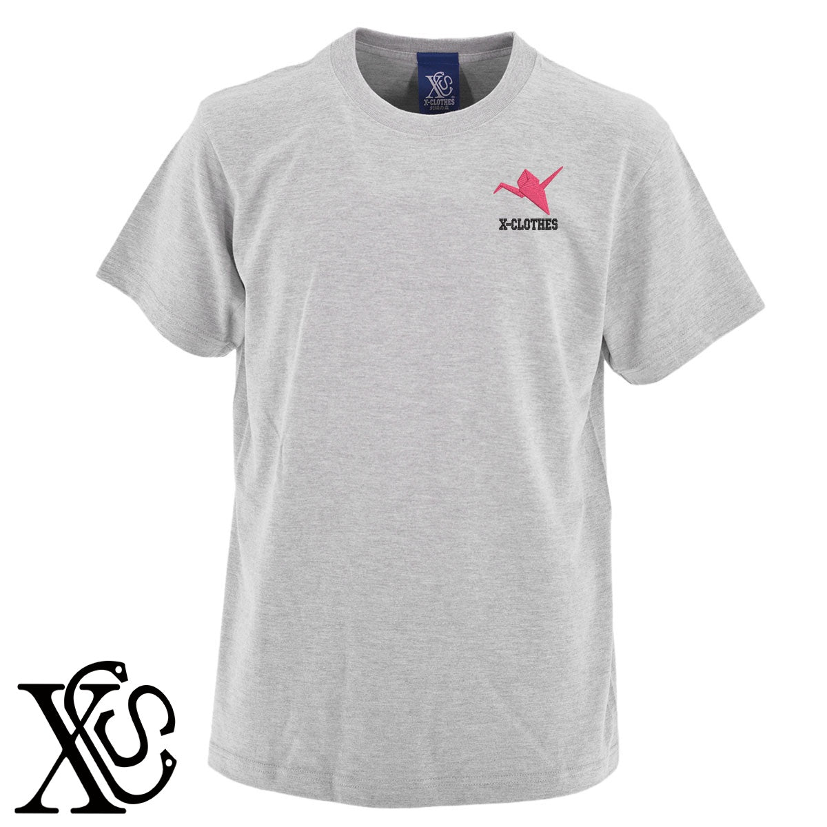 折紙3柄 刺繍 5.6oz 綿100% 半袖 Tシャツ メンズ レディース カットソー 大きいサイズあり【X-CLOTHES】オリジナル グッズ 刺繍 ワンポイント 雑貨【b 黒 紺 ブルー 赤 ワイン】【g 白 灰】 【7家紋お祝-ロゴ】