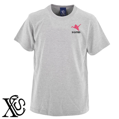 折紙3柄 刺繍 5.6oz 綿100% 半袖 Tシャツ メンズ レディース カットソー 大きいサイズあり【X-CLOTHES】オリジナル グッズ 刺繍 ワンポイント 雑貨【b 黒 紺 ブルー 赤 ワイン】【g 白 灰】 【7家紋お祝-ロゴ】
