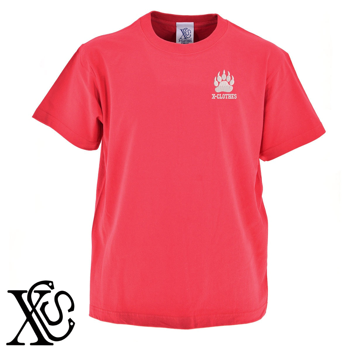 足跡3柄 刺繍 5.6oz 綿100% 半袖 Tシャツ メンズ レディース カットソー 大きいサイズあり【X-CLOTHES】オリジナル グッズ 刺繍 ワンポイント 雑貨【b 黒 紺 ブルー 赤 ワイン】【g 白 灰】 【7家紋お祝-ロゴ】