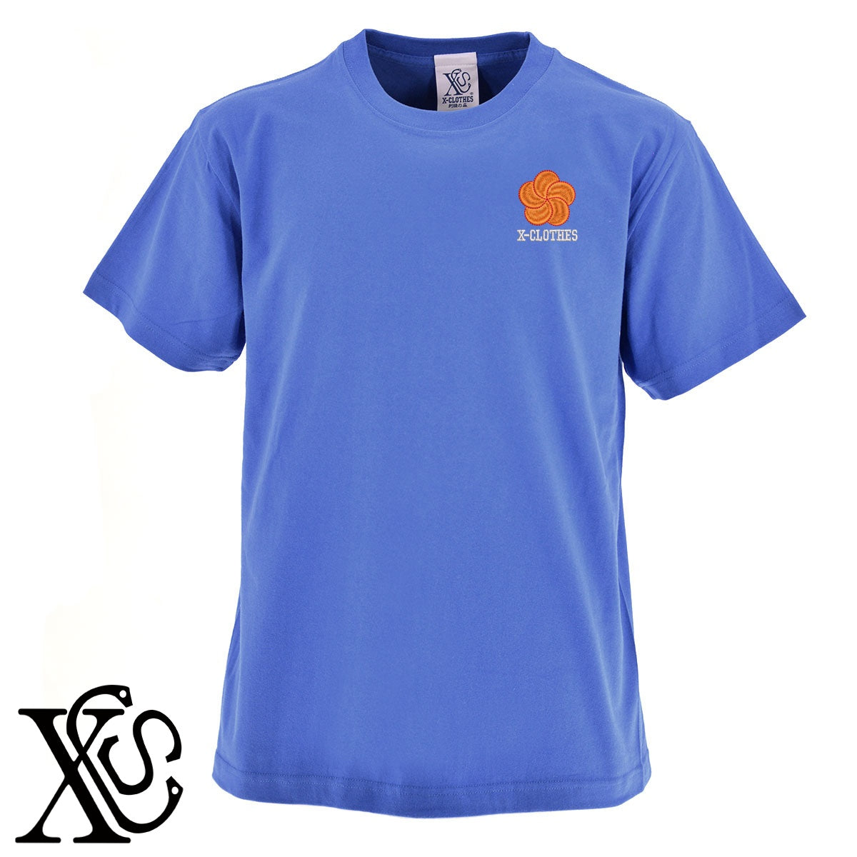 ねじり梅2柄 刺繍 5.6oz 綿100% 半袖 Tシャツ メンズ レディース カットソー 大きいサイズあり【X-CLOTHES】オリジナル グッズ 刺繍 ワンポイント 雑貨【b 黒 紺 ブルー 赤 ワイン】【g 白 灰】 【7家紋お祝-伝統模様】