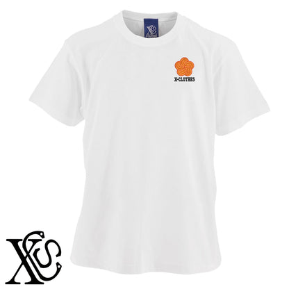 ねじり梅2柄 刺繍 5.6oz 綿100% 半袖 Tシャツ メンズ レディース カットソー 大きいサイズあり【X-CLOTHES】オリジナル グッズ 刺繍 ワンポイント 雑貨【b 黒 紺 ブルー 赤 ワイン】【g 白 灰】 【7家紋お祝-伝統模様】