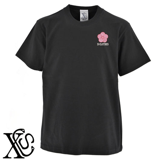 ねじり梅3柄 刺繍 5.6oz 綿100% 半袖 Tシャツ メンズ レディース カットソー 大きいサイズあり【X-CLOTHES】オリジナル グッズ 刺繍 ワンポイント 雑貨【b 黒 紺 ブルー 赤 ワイン】【g 白 灰】 【7家紋お祝-伝統模様】