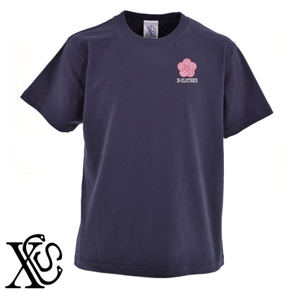 ねじり梅3柄 刺繍 5.6oz 綿100% 半袖 Tシャツ メンズ レディース カットソー 大きいサイズあり【X-CLOTHES】オリジナル グッズ 刺繍 ワンポイント 雑貨【b 黒 紺 ブルー 赤 ワイン】【g 白 灰】 【7家紋お祝-伝統模様】