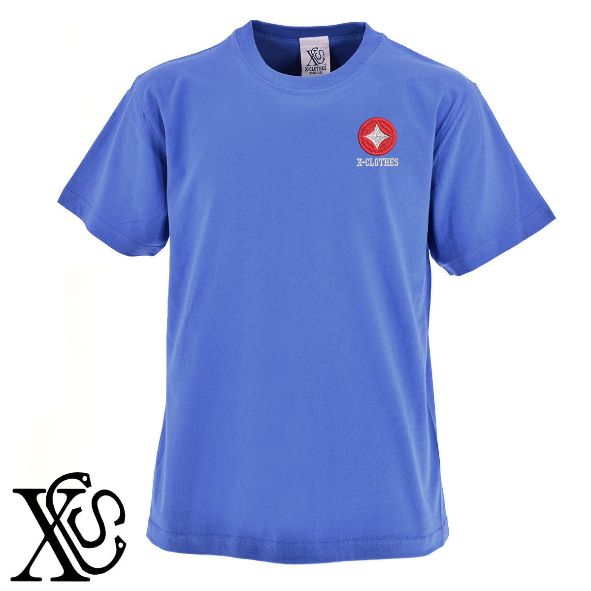 七宝2柄 刺繍 5.6oz 綿100% 半袖 Tシャツ メンズ レディース カットソー 大きいサイズあり【X-CLOTHES】オリジナル グッズ 刺繍 ワンポイント 雑貨【b 黒 紺 ブルー 赤 ワイン】【g 白 灰】 【7家紋お祝-伝統模様】