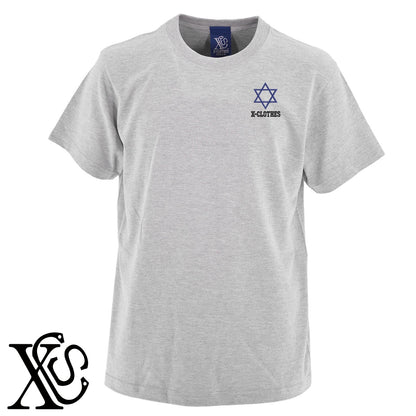 六芒星2柄 刺繍 5.6oz 綿100% 半袖 Tシャツ メンズ レディース カットソー 大きいサイズあり【X-CLOTHES】オリジナル グッズ 刺繍 ワンポイント 雑貨【b 黒 紺 ブルー 赤 ワイン】【g 白 灰】 【7家紋お祝-伝統模様】