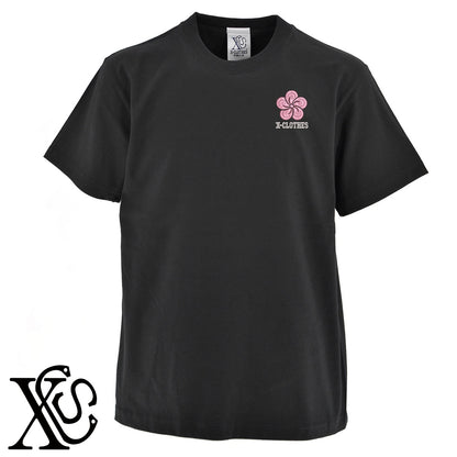 捻り梅2柄 刺繍 5.6oz 綿100% 半袖 Tシャツ メンズ レディース カットソー 大きいサイズあり【X-CLOTHES】オリジナル グッズ 刺繍 ワンポイント 雑貨【b 黒 紺 ブルー 赤 ワイン】【g 白 灰】 【7家紋お祝-伝統模様】