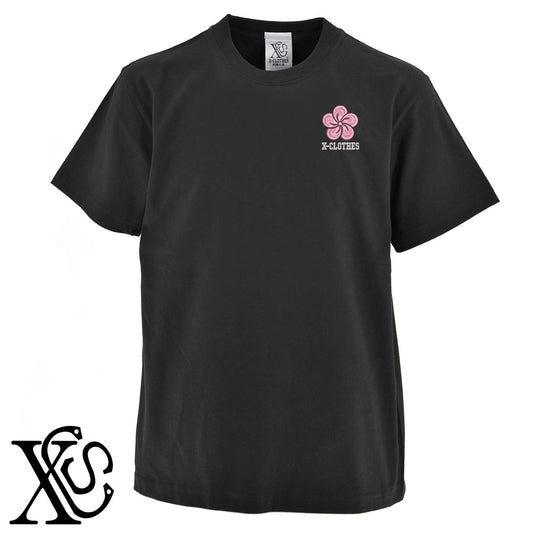 捻り梅2柄 刺繍 5.6oz 綿100% 半袖 Tシャツ メンズ レディース カットソー 大きいサイズあり【X-CLOTHES】オリジナル グッズ 刺繍 ワンポイント 雑貨【b 黒 紺 ブルー 赤 ワイン】【g 白 灰】 【7家紋お祝-伝統模様】