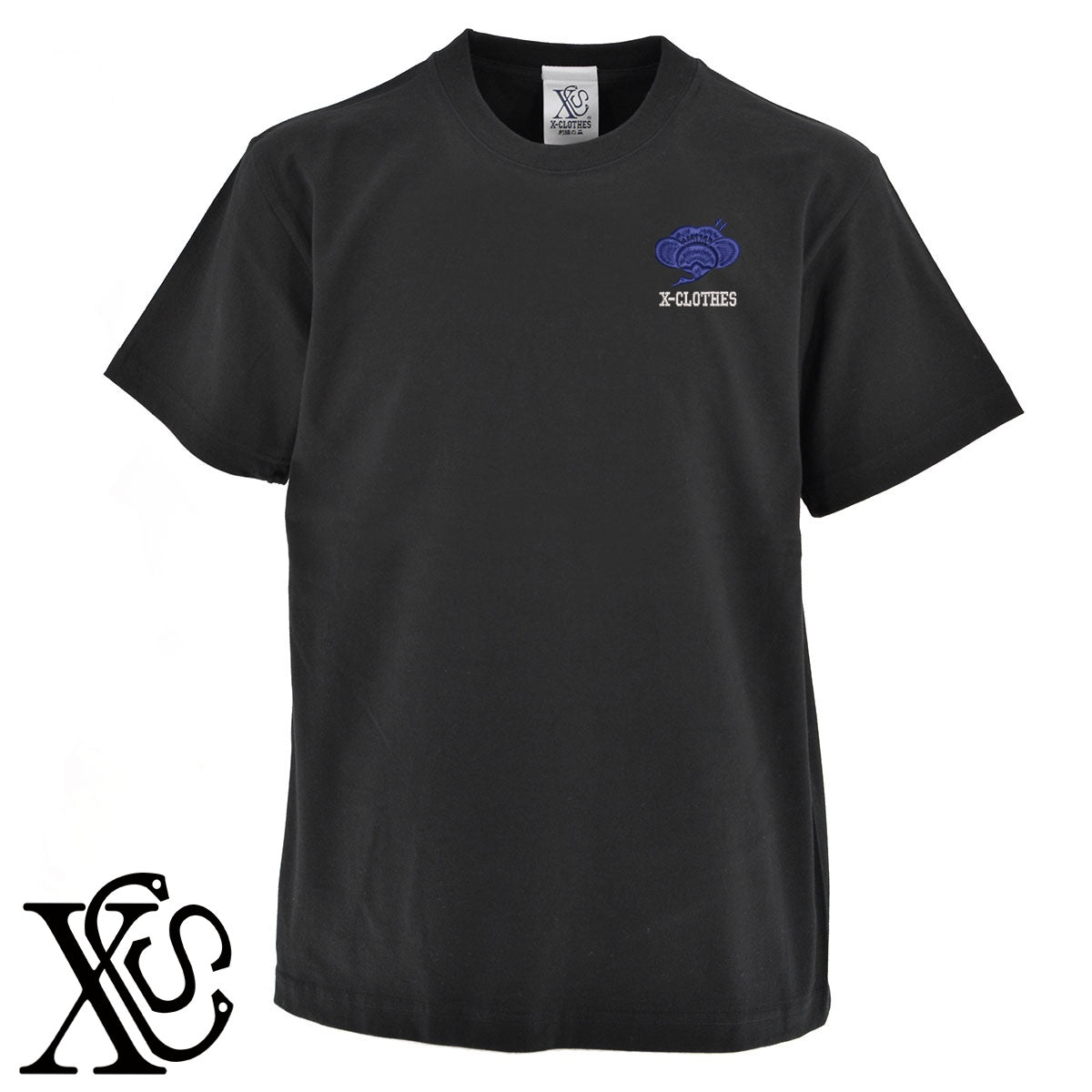 梅鶴2柄 刺繍 5.6oz 綿100% 半袖 Tシャツ メンズ レディース カットソー 大きいサイズあり【X-CLOTHES】オリジナル グッズ 刺繍 ワンポイント 雑貨【b 黒 紺 ブルー 赤 ワイン】【g 白 灰】 【7家紋お祝-伝統模様】