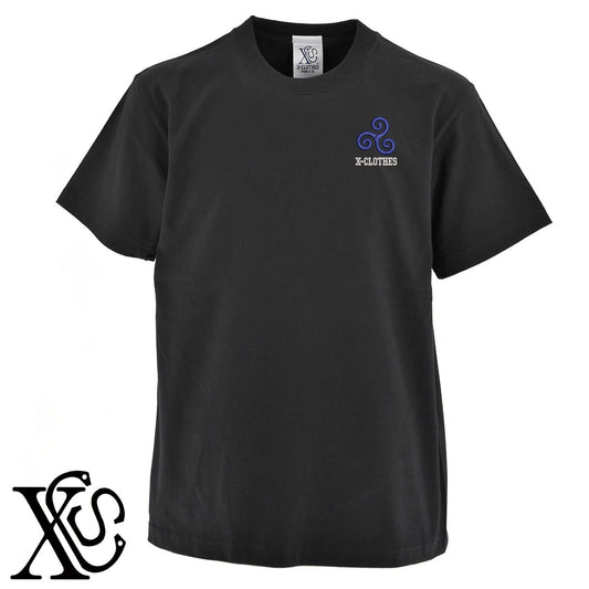 渦巻2柄 刺繍 5.6oz 綿100% 半袖 Tシャツ メンズ レディース カットソー 大きいサイズあり【X-CLOTHES】オリジナル グッズ 刺繍 ワンポイント 雑貨【b 黒 紺 ブルー 赤 ワイン】【g 白 灰】 【7家紋お祝-伝統模様】