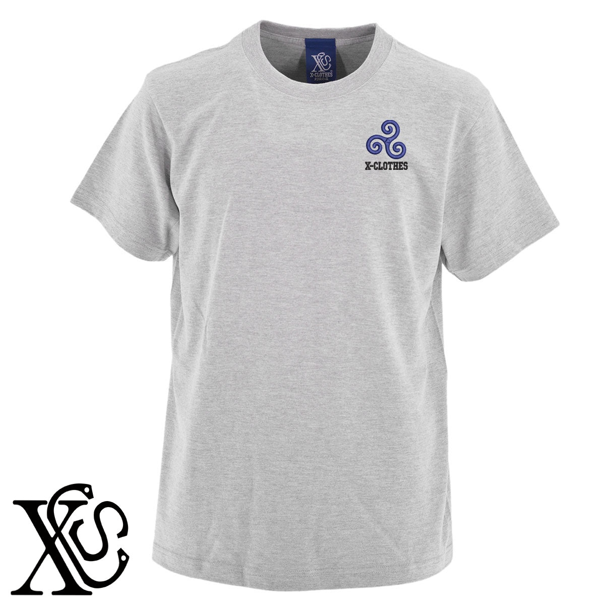 渦巻2柄 刺繍 5.6oz 綿100% 半袖 Tシャツ メンズ レディース カットソー 大きいサイズあり【X-CLOTHES】オリジナル グッズ 刺繍 ワンポイント 雑貨【b 黒 紺 ブルー 赤 ワイン】【g 白 灰】 【7家紋お祝-伝統模様】