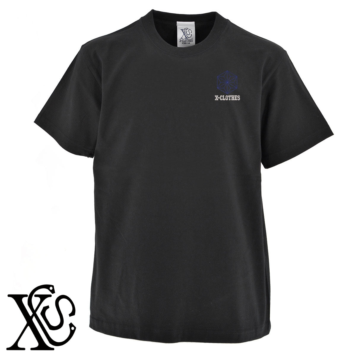 麻の葉2柄 刺繍 5.6oz 綿100% 半袖 Tシャツ メンズ レディース カットソー 大きいサイズあり【X-CLOTHES】オリジナル グッズ 刺繍 ワンポイント 雑貨【b 黒 紺 ブルー 赤 ワイン】【g 白 灰】 【7家紋お祝-伝統模様】