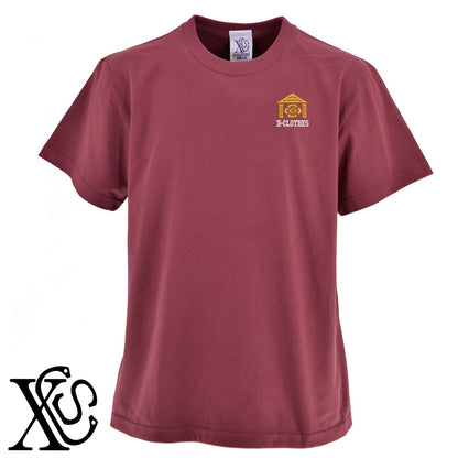 2庵木瓜柄 刺繍 5.6oz 綿100% 半袖 Tシャツ メンズ レディース カットソー 大きいサイズあり【X-CLOTHES】オリジナル グッズ 刺繍 ワンポイント 雑貨【b 黒 紺 ブルー 赤 ワイン】【g 白 灰】 【7家紋お祝-家紋1-40】