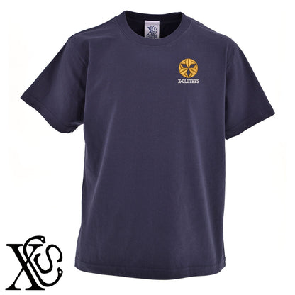 104九枚笹柄 刺繍 5.6oz 綿100% 半袖 Tシャツ メンズ レディース カットソー 大きいサイズあり【X-CLOTHES】オリジナル グッズ 刺繍 ワンポイント 雑貨【b 黒 紺 ブルー 赤 ワイン】【g 白 灰】 【7家紋お祝-家紋81-120】