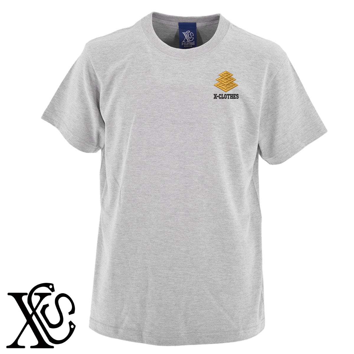 89三階菱柄 刺繍 5.6oz 綿100% 半袖 Tシャツ メンズ レディース カットソー 大きいサイズあり【X-CLOTHES】オリジナル グッズ 刺繍 ワンポイント 雑貨【b 黒 紺 ブルー 赤 ワイン】【g 白 灰】 【7家紋お祝-家紋81-120】