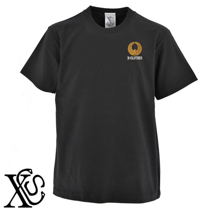 91上り藤柄 刺繍 5.6oz 綿100% 半袖 Tシャツ メンズ レディース カットソー 大きいサイズあり【X-CLOTHES】オリジナル グッズ 刺繍 ワンポイント 雑貨【b 黒 紺 ブルー 赤 ワイン】【g 白 灰】 【7家紋お祝-家紋81-120】