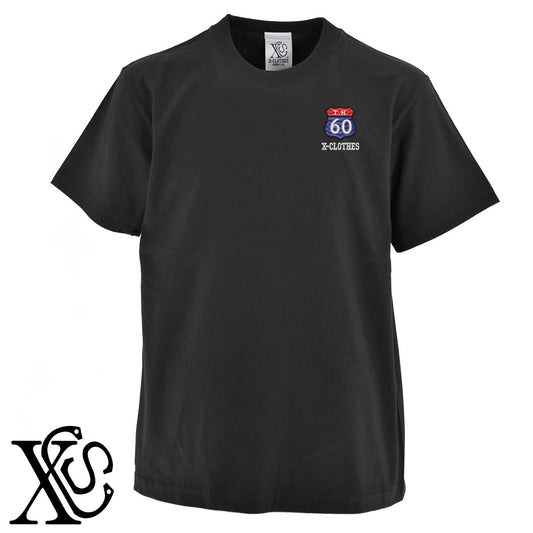 標識2柄 刺繍 5.6oz 綿100% 半袖 Tシャツ メンズ レディース カットソー 大きいサイズあり【X-CLOTHES】オリジナル グッズ 刺繍 ワンポイント 雑貨【b 黒 紺 ブルー 赤 ワイン】【g 白 灰】 【7家紋お祝-長寿祝い】