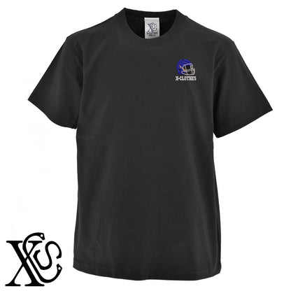 アメフト2柄 刺繍 5.6oz 綿100% 半袖 Tシャツ メンズ レディース カットソー 大きいサイズあり【X-CLOTHES】オリジナル グッズ 刺繍 ワンポイント 雑貨【b 黒 紺 ブルー 赤 ワイン】【g 白 灰】 【8競技音楽-その他競技】