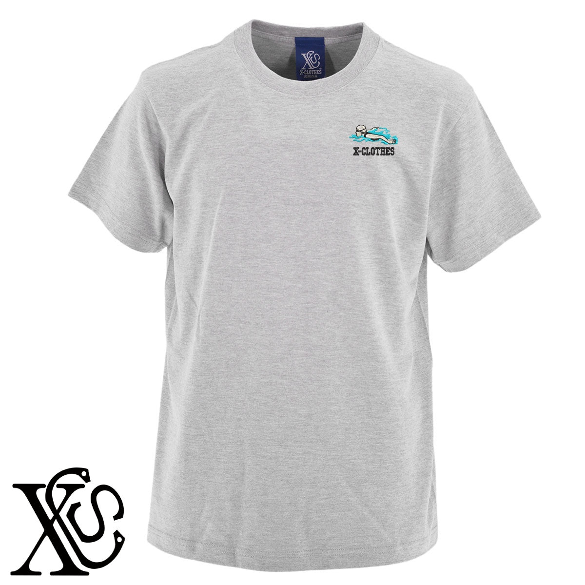 水泳3柄 刺繍 5.6oz 綿100% 半袖 Tシャツ メンズ レディース カットソー 大きいサイズあり【X-CLOTHES】オリジナル グッズ 刺繍 ワンポイント 雑貨【b 黒 紺 ブルー 赤 ワイン】【g 白 灰】 【8競技音楽-その他競技】