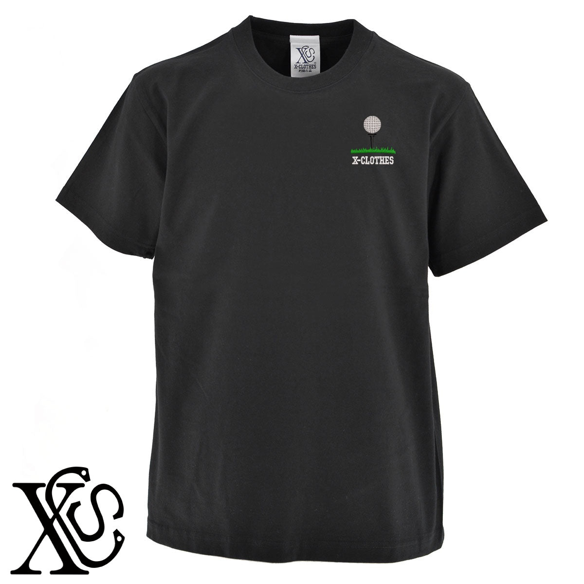 ゴルフ9柄 刺繍 5.6oz 綿100% 半袖 Tシャツ メンズ レディース カットソー 大きいサイズあり【X-CLOTHES】オリジナル グッズ 刺繍 ワンポイント 雑貨【b 黒 紺 ブルー 赤 ワイン】【g 白 灰】 【8競技音楽-ゴルフ】