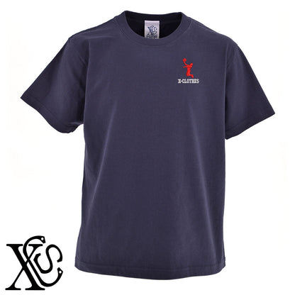バスケ2柄 刺繍 5.6oz 綿100% 半袖 Tシャツ メンズ レディース カットソー 大きいサイズあり【X-CLOTHES】オリジナル グッズ 刺繍 ワンポイント 雑貨【b 黒 紺 ブルー 赤 ワイン】【g 白 灰】 【8競技音楽-バスケ】