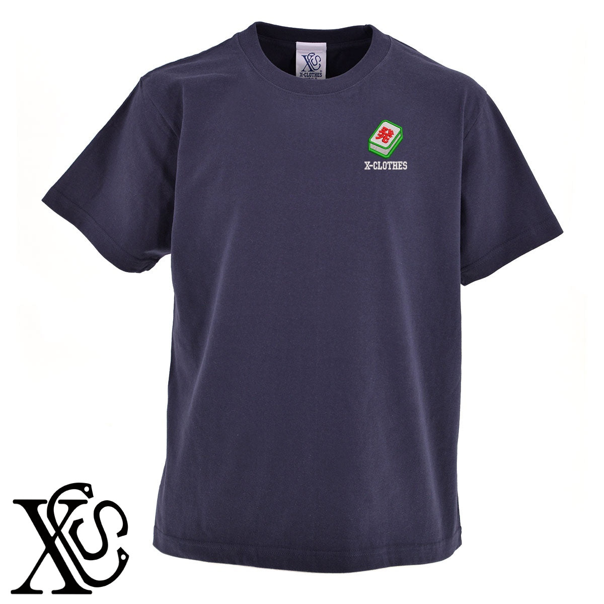麻雀-発柄 刺繍 5.6oz 綿100% 半袖 Tシャツ メンズ レディース カットソー 大きいサイズあり【X-CLOTHES】オリジナル グッズ 刺繍 ワンポイント 雑貨【b 黒 紺 ブルー 赤 ワイン】【g 白 灰】 【8競技音楽-娯楽】
