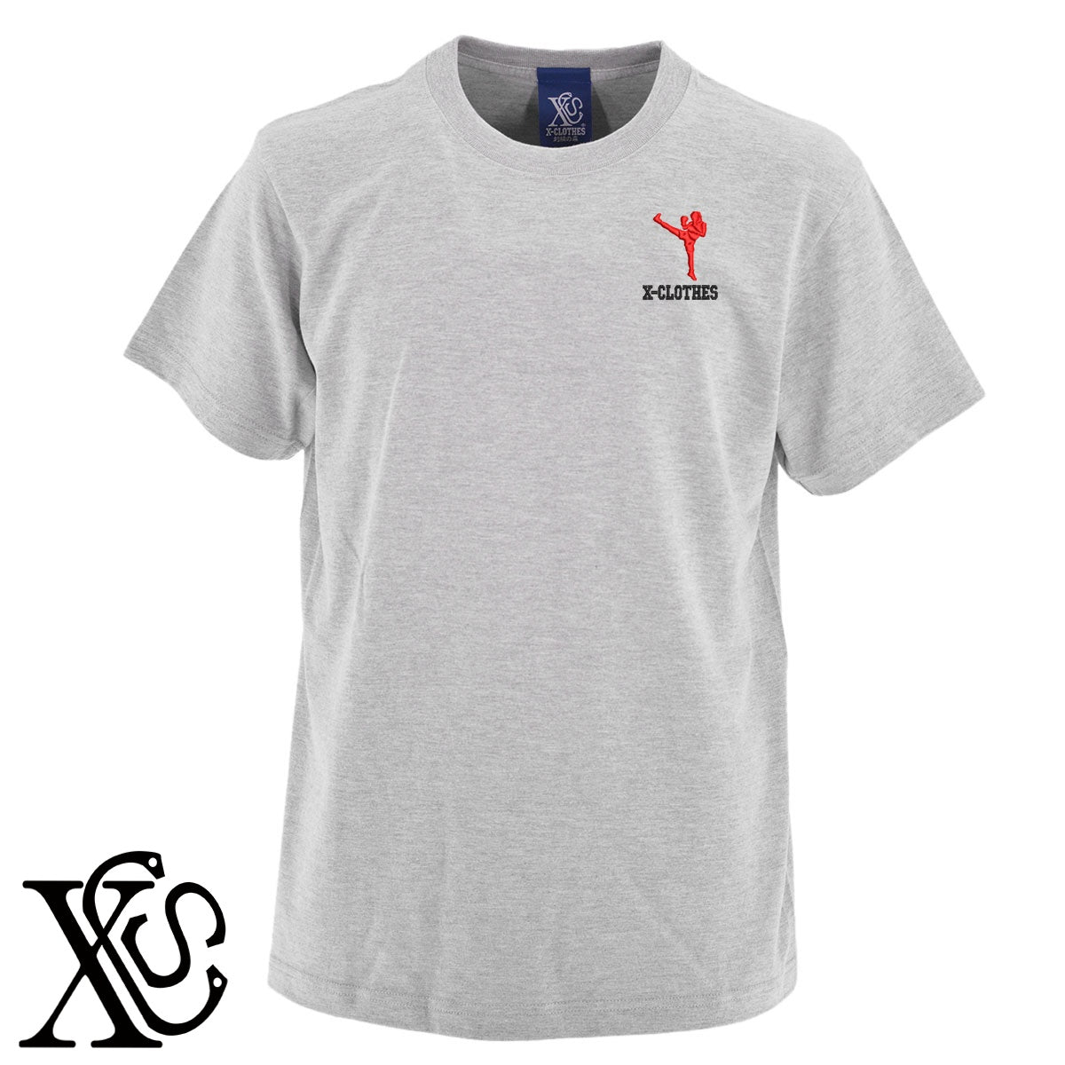 ボクシング2柄 刺繍 5.6oz 綿100% 半袖 Tシャツ メンズ レディース カットソー 大きいサイズあり【X-CLOTHES】オリジナル グッズ 刺繍 ワンポイント 雑貨【b 黒 紺 ブルー 赤 ワイン】【g 白 灰】 【8競技音楽-格闘技】