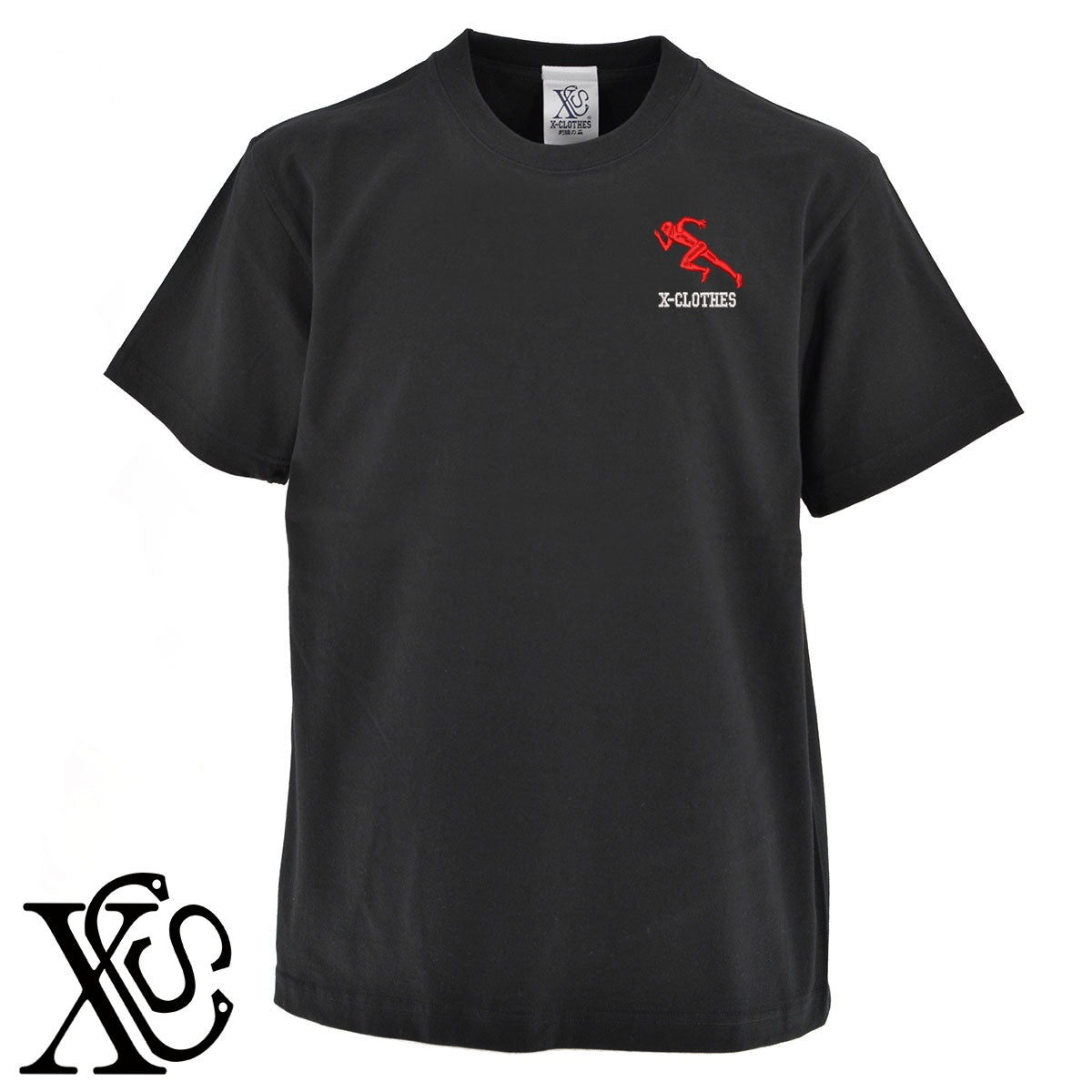 陸上2柄 刺繍 5.6oz 綿100% 半袖 Tシャツ メンズ レディース カットソー 大きいサイズあり【X-CLOTHES】オリジナル グッズ 刺繍 ワンポイント 雑貨【b 黒 紺 ブルー 赤 ワイン】【g 白 灰】 【8競技音楽-陸上】