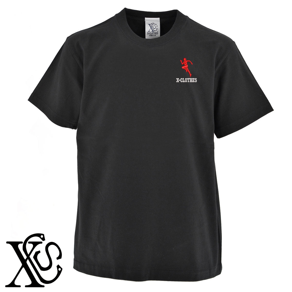陸上6柄 刺繍 5.6oz 綿100% 半袖 Tシャツ メンズ レディース カットソー 大きいサイズあり【X-CLOTHES】オリジナル グッズ 刺繍 ワンポイント 雑貨【b 黒 紺 ブルー 赤 ワイン】【g 白 灰】 【8競技音楽-陸上】