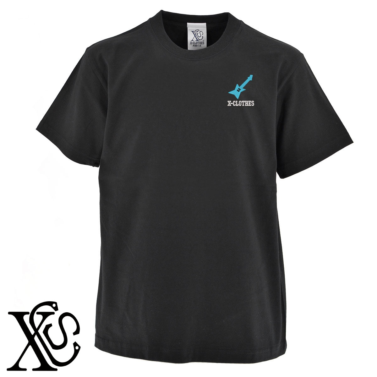 ギター5柄 刺繍 5.6oz 綿100% 半袖 Tシャツ メンズ レディース カットソー 大きいサイズあり【X-CLOTHES】オリジナル グッズ 刺繍 ワンポイント 雑貨【b 黒 紺 ブルー 赤 ワイン】【g 白 灰】 【8競技音楽-音楽】