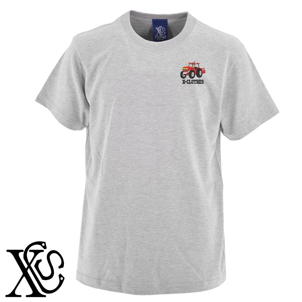 トラクター2柄 刺繍 5.6oz 綿100% 半袖 Tシャツ メンズ レディース カットソー 大きいサイズあり【X-CLOTHES】オリジナル グッズ 刺繍 ワンポイント 雑貨【b 黒 紺 ブルー 赤 ワイン】【g 白 灰】 【9趣味料理-乗り物】