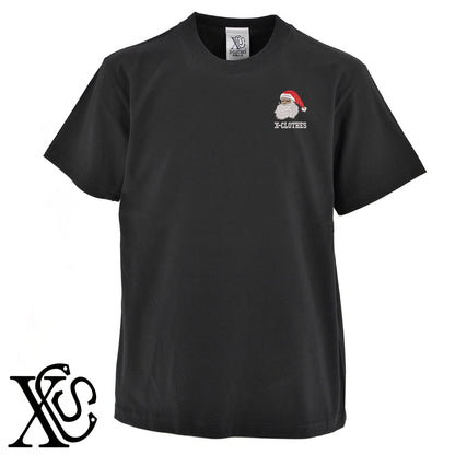 サンタクロース2柄 刺繍 5.6oz 綿100% 半袖 Tシャツ メンズ レディース カットソー 大きいサイズあり【X-CLOTHES】オリジナル グッズ 刺繍 ワンポイント 雑貨【b 黒 紺 ブルー 赤 ワイン】【g 白 灰】 【9趣味料理-人物】