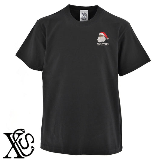 サンタクロース2柄 刺繍 5.6oz 綿100% 半袖 Tシャツ メンズ レディース カットソー 大きいサイズあり【X-CLOTHES】オリジナル グッズ 刺繍 ワンポイント 雑貨【b 黒 紺 ブルー 赤 ワイン】【g 白 灰】 【9趣味料理-人物】