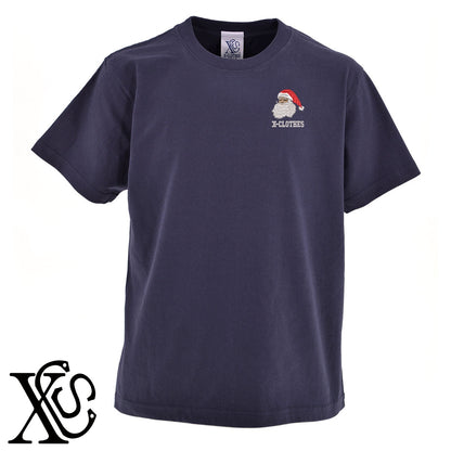 サンタクロース2柄 刺繍 5.6oz 綿100% 半袖 Tシャツ メンズ レディース カットソー 大きいサイズあり【X-CLOTHES】オリジナル グッズ 刺繍 ワンポイント 雑貨【b 黒 紺 ブルー 赤 ワイン】【g 白 灰】 【9趣味料理-人物】
