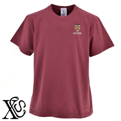 能面翁2柄 刺繍 5.6oz 綿100% 半袖 Tシャツ メンズ レディース カットソー 大きいサイズあり【X-CLOTHES】オリジナル グッズ 刺繍 ワンポイント 雑貨【b 黒 紺 ブルー 赤 ワイン】【g 白 灰】 【9趣味料理-人物】