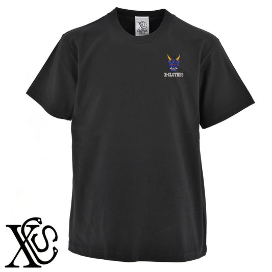 青鬼2柄 刺繍 5.6oz 綿100% 半袖 Tシャツ メンズ レディース カットソー 大きいサイズあり【X-CLOTHES】オリジナル グッズ 刺繍 ワンポイント 雑貨【b 黒 紺 ブルー 赤 ワイン】【g 白 灰】 【9趣味料理-人物】