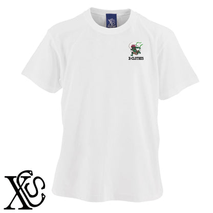 風神2柄 刺繍 5.6oz 綿100% 半袖 Tシャツ メンズ レディース カットソー 大きいサイズあり【X-CLOTHES】オリジナル グッズ 刺繍 ワンポイント 雑貨【b 黒 紺 ブルー 赤 ワイン】【g 白 灰】 【9趣味料理-人物】
