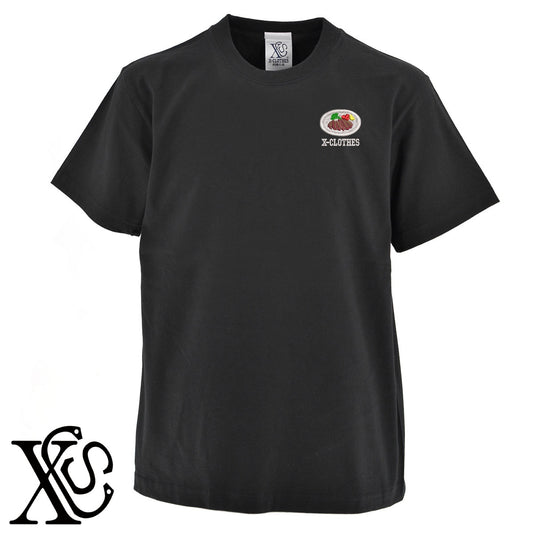 ステーキ2柄 刺繍 5.6oz 綿100% 半袖 Tシャツ メンズ レディース カットソー 大きいサイズあり【X-CLOTHES】オリジナル グッズ 刺繍 ワンポイント 雑貨【b 黒 紺 ブルー 赤 ワイン】【g 白 灰】 【9趣味料理-料理】