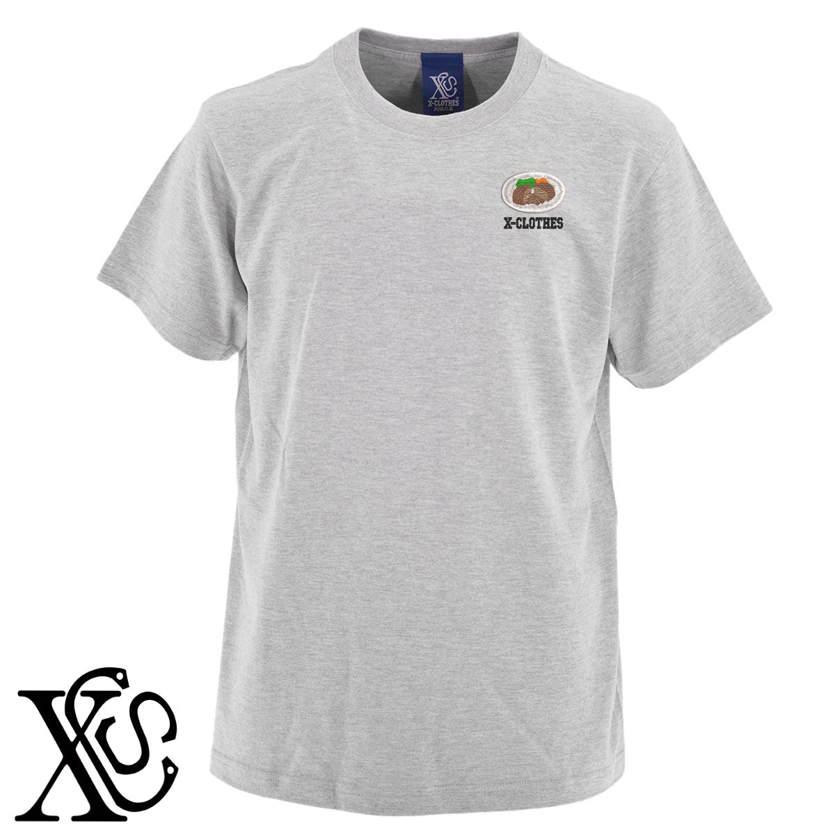 ハンバーグ2柄 刺繍 5.6oz 綿100% 半袖 Tシャツ メンズ レディース カットソー 大きいサイズあり【X-CLOTHES】オリジナル グッズ 刺繍 ワンポイント 雑貨【b 黒 紺 ブルー 赤 ワイン】【g 白 灰】 【9趣味料理-料理】