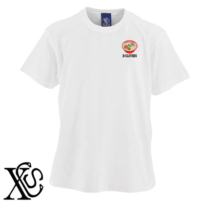 ラーメン2柄 刺繍 5.6oz 綿100% 半袖 Tシャツ メンズ レディース カットソー 大きいサイズあり【X-CLOTHES】オリジナル グッズ 刺繍 ワンポイント 雑貨【b 黒 紺 ブルー 赤 ワイン】【g 白 灰】 【9趣味料理-料理】