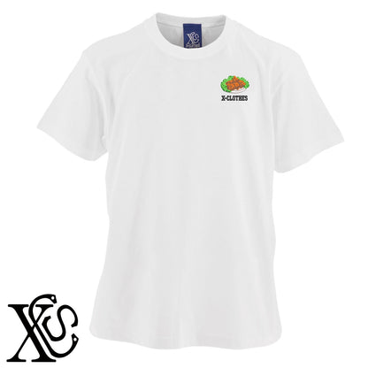 唐揚げ3柄 刺繍 5.6oz 綿100% 半袖 Tシャツ メンズ レディース カットソー 大きいサイズあり【X-CLOTHES】オリジナル グッズ 刺繍 ワンポイント 雑貨【b 黒 紺 ブルー 赤 ワイン】【g 白 灰】 【9趣味料理-料理】