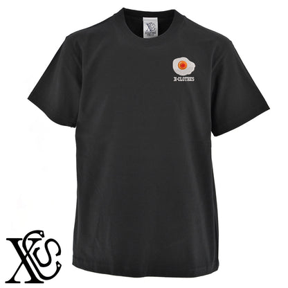 目玉焼き2柄 刺繍 5.6oz 綿100% 半袖 Tシャツ メンズ レディース カットソー 大きいサイズあり【X-CLOTHES】オリジナル グッズ 刺繍 ワンポイント 雑貨【b 黒 紺 ブルー 赤 ワイン】【g 白 灰】 【9趣味料理-料理】