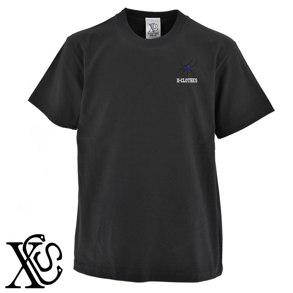 蚊2柄 刺繍 5.6oz 綿100% 半袖 Tシャツ メンズ レディース カットソー 大きいサイズあり【X-CLOTHES】オリジナル グッズ 刺繍 ワンポイント 雑貨【b 黒 紺 ブルー 赤 ワイン】【g 白 灰】 【9趣味料理-昆虫】