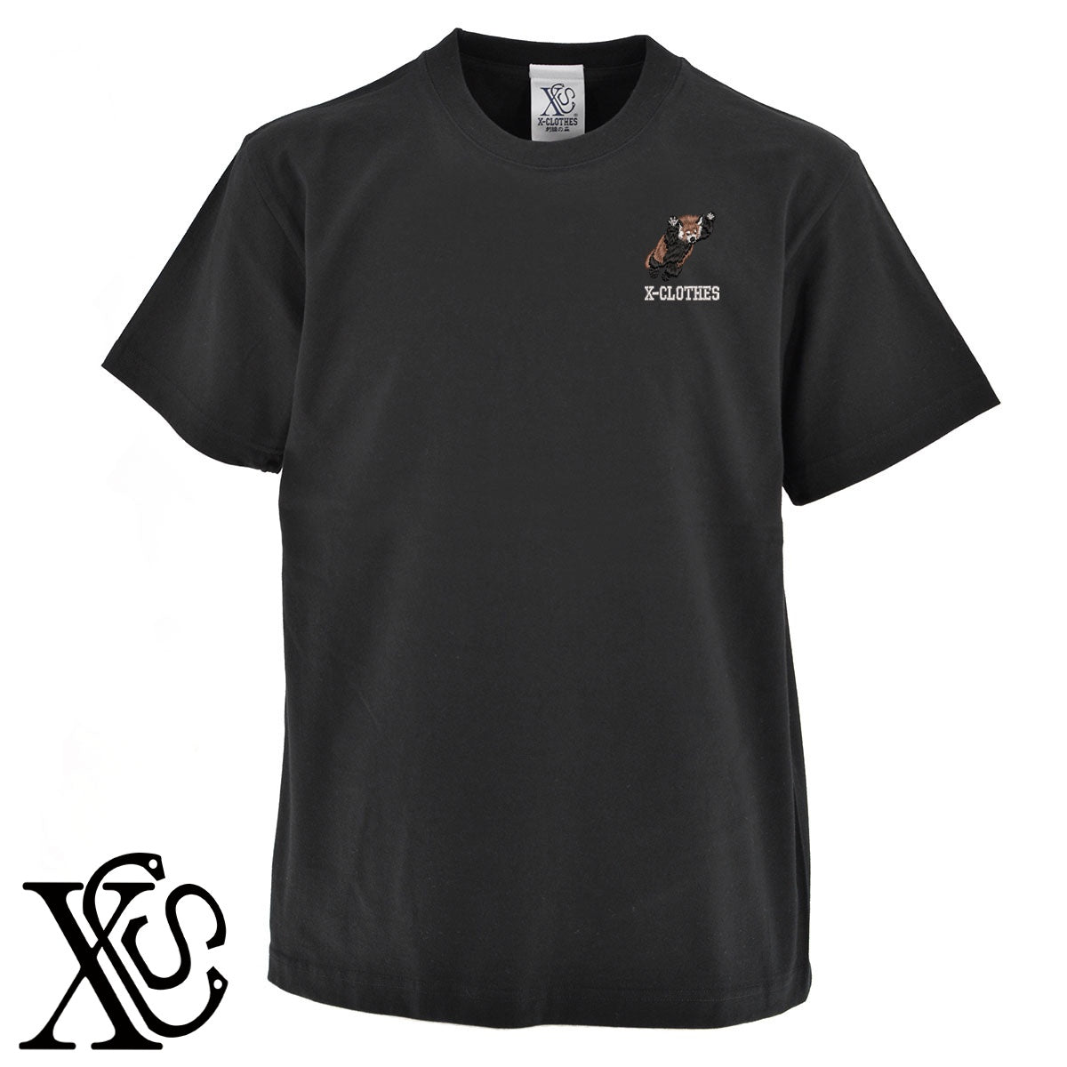 レッサーパンダ3柄 刺繍 5.6oz 綿100% 半袖 Tシャツ メンズ レディース カットソー 大きいサイズあり【X-CLOTHES】オリジナル グッズ 刺繍 ワンポイント 雑貨【b 黒 紺 ブルー 赤 ワイン】【g 白 灰】 【9趣味料理-笑える】
