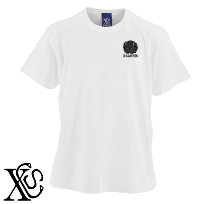 狙う黒猫2柄 刺繍 5.6oz 綿100% 半袖 Tシャツ メンズ レディース カットソー 大きいサイズあり【X-CLOTHES】オリジナル グッズ 刺繍 ワンポイント 雑貨【b 黒 紺 ブルー 赤 ワイン】【g 白 灰】 【9趣味料理-笑える】